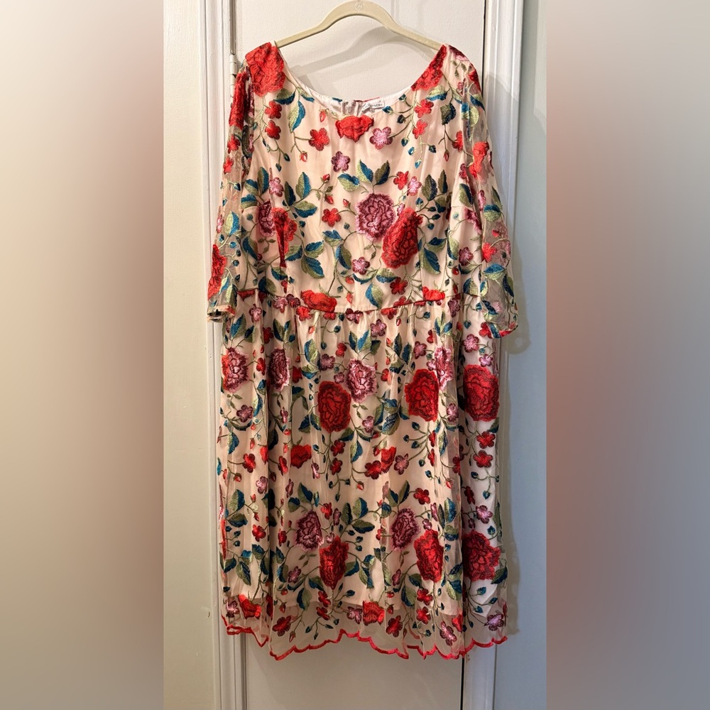 ModCloth Lace & Mesh 3X Floral Embroidered Dress NWOT